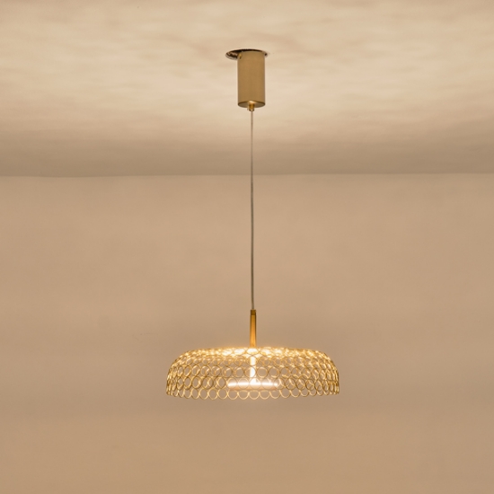 Imagine Lumină suspendată metalică rotundă cu un singur LED 10W 1080Lm 3000K Ø350X1390mm aurie Arte Illumina Perforato