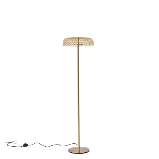 Imagine Lampă de podea metalică rotundă LED 10W 1080Lm 3000K Ø350X1320mm Aurie Arte Illumina Perforato