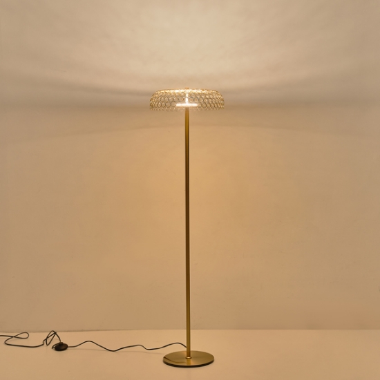 Imagine Lampă de podea metalică rotundă LED 10W 1080Lm 3000K Ø350X1320mm Aurie Arte Illumina Perforato
