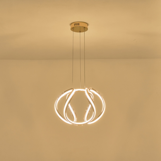 Imagine Lumină suspendată din aluminiu rotund LED 38W 2800Lm 3000K Ø430X1400mm aurie Arte Illumina Orbit
