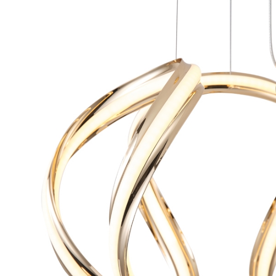 Imagine Lumină suspendată din aluminiu rotund LED 38W 2800Lm 3000K Ø430X1400mm aurie Arte Illumina Orbit