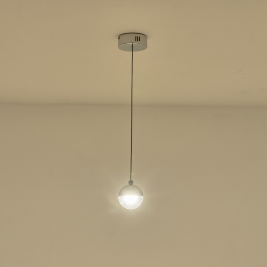 Imagine Lumină suspendată din aluminiu rotund cu LED 6W 500Lm 3000K Ø100×1200mm argintie Arte Illumina Melanie