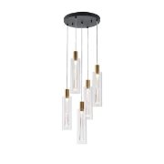 Imagine Lampa suspendată din sticlă 5 lumini LED 38W 4400Lm 3000K Ø350X1930mm transparent Arte Illumina Vial