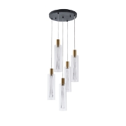 Imagine Lampa suspendată din sticlă 5 lumini LED 38W 4400Lm 3000K Ø350X1930mm transparent Arte Illumina Vial