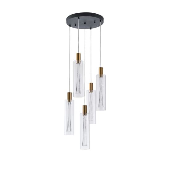 Imagine Lampa suspendată din sticlă 5 lumini LED 38W 4400Lm 3000K Ø350X1930mm transparent Arte Illumina Vial