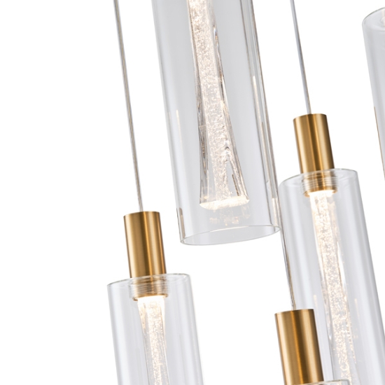 Imagine Lampa suspendată din sticlă 5 lumini LED 38W 4400Lm 3000K Ø350X1930mm transparent Arte Illumina Vial