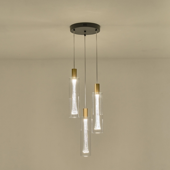Imagine Lumină suspendată din sticlă 3 lumini LED 21W 2500Lm 3000K Ø250X1630mm transparent Arte Illumina Vial