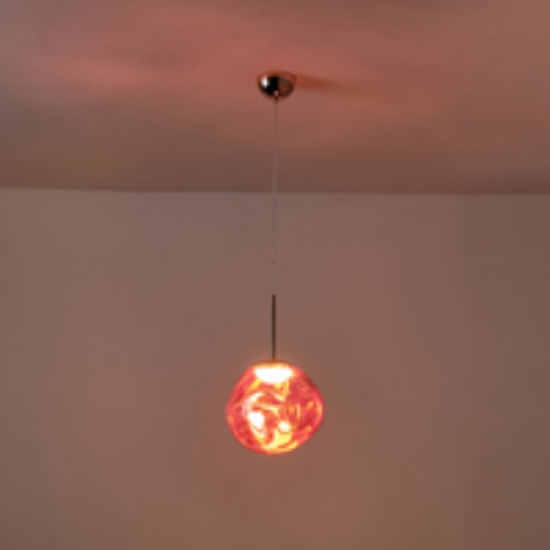 Imagine Lumină suspendată acrilică rotundă cu un singur LED 6W 360Lm 3000K Ø300x1200mm roz-aurie Arte Illumina Picadilly