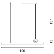 Imagine Lumină suspendată din aluminiu liniar cu LED 18W 1308Lm 3CCT (3000-4000-6000K) 1500X1000mm negru Arte Illumina Trama