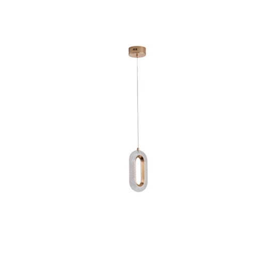 Imagine Lustră suspendată din aluminiu-acrilic cu un singur LED 9W 780Lm 3000K 120X1300mm roz-aurie Arte Illumina Kriko