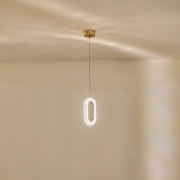 Imagine Lustră suspendată din aluminiu-acrilic cu un singur LED 9W 780Lm 3000K 120X1300mm roz-aurie Arte Illumina Kriko