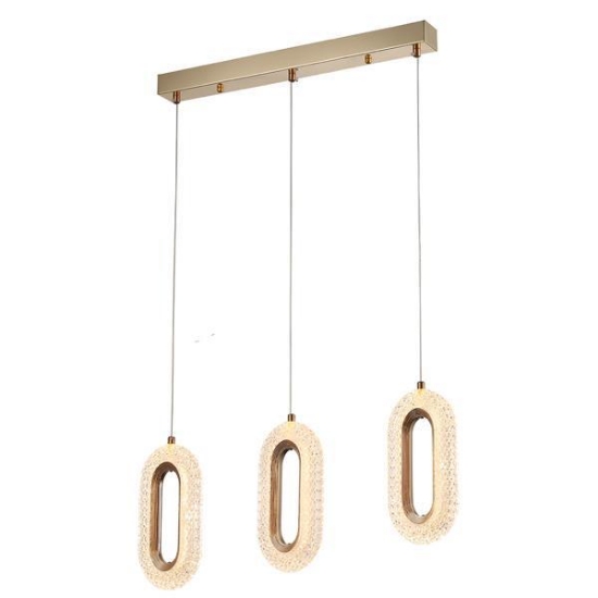 Imagine Lumină suspendată din aluminiu-acril 3 lumini LED 26W 2254Lm 3000K 570X1290mm roz-aurie Arte Illumina Kriko