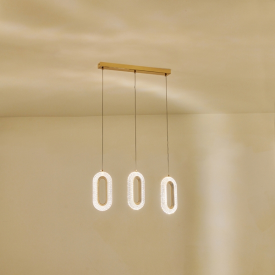 Imagine Lumină suspendată din aluminiu-acril 3 lumini LED 26W 2254Lm 3000K 570X1290mm roz-aurie Arte Illumina Kriko