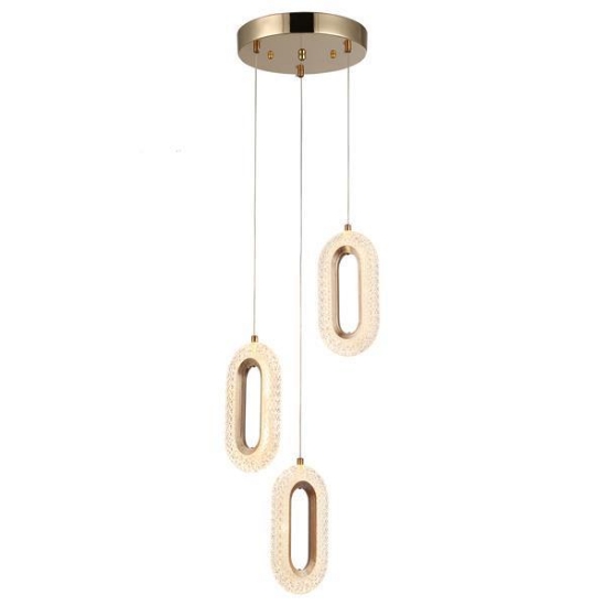 Imagine Lumină suspendată din aluminiu-acril 3 lumini LED 26W 2254Lm 3000K 310X1300mm roz-aurie Arte Illumina Kriko