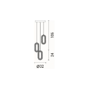 Imagine Lumină suspendată din aluminiu-acril 3 lumini LED 26W 2254Lm 3000K 310X1300mm roz-aurie Arte Illumina Kriko