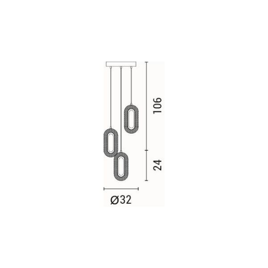 Imagine Lumină suspendată din aluminiu-acril 3 lumini LED 26W 2254Lm 3000K 310X1300mm roz-aurie Arte Illumina Kriko