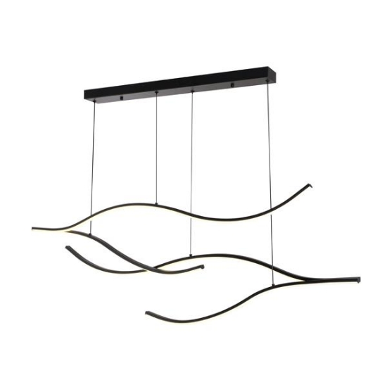 Imagine Lumină suspendată din aluminiu-silicon LED 30W 2260Lm 3000K 30X1200X1450mm neagră Arte Illumina Waves