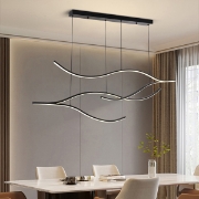 Imagine Lumină suspendată din aluminiu-silicon LED 30W 2260Lm 3000K 30X1200X1450mm neagră Arte Illumina Waves