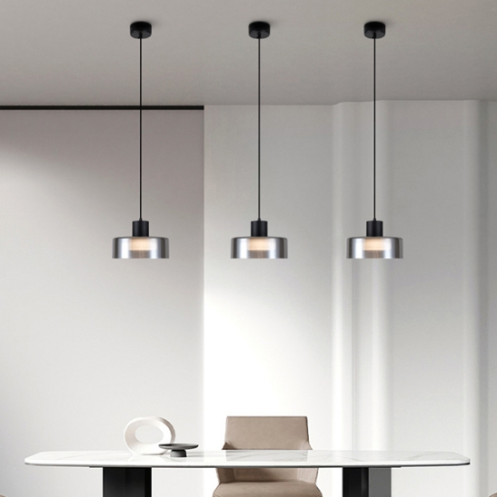 Imagine Lumină suspendată din aluminiu-metal-acrilic LED 8W 624Lm 3000K Ø200X1355mm negru-gri Arte Illumina Nimbus