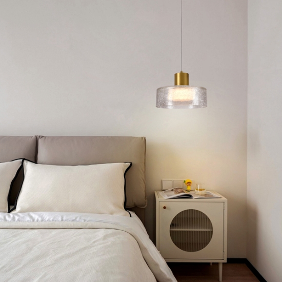 Imagine Lumină suspendată din aluminiu-metal-acrilic LED 8W 624Lm 3000K Ø200X1355mm bronz-transparent Arte Illumina Nimbus