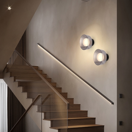 Imagine Lampa de perete din aluminiu-metal-acrilic cu un singur LED 8W 624Lm 3000K 200X200mm negru-grafit Arte Illumina Nimbus