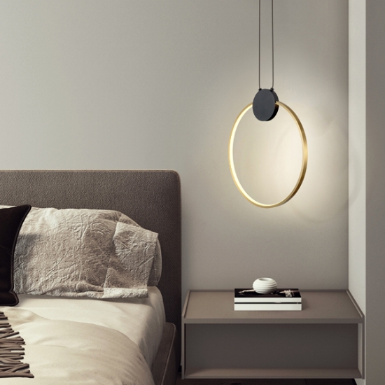 Imagine Lumină suspendată din aluminiu-silicon rotund LED 10W 1170Lm 3000K 400X1700mm negru-bronz Arte Illumina Aero