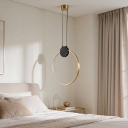 Imagine Lumină suspendată din aluminiu-silicon rotund LED 10W 1170Lm 3000K 400X1700mm negru-bronz Arte Illumina Aero