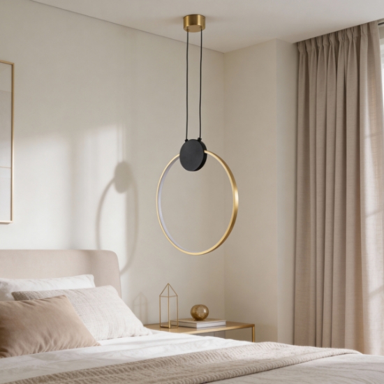 Imagine Lumină suspendată din aluminiu-silicon rotund LED 10W 1170Lm 3000K 400X1700mm negru-bronz Arte Illumina Aero