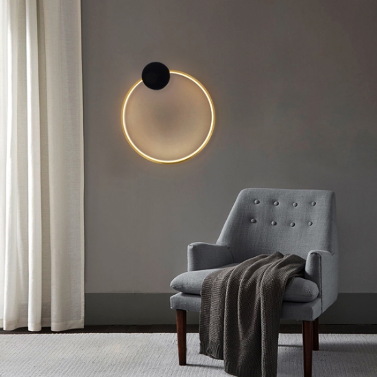 Imagine Aplica de perete din aluminiu-silicon rotund LED 10W 1170Lm 3000K 400X340mm negru-bronz Arte Illumina Aero