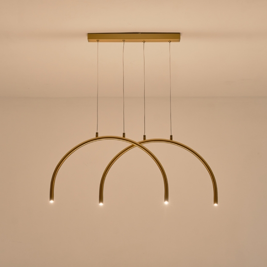 Imagine Lampa suspendată din aluminiu-metal 2 lumini LED 10W 896Lm 3000K 840X20X1500mm bronz Arte Illumina Apsis
