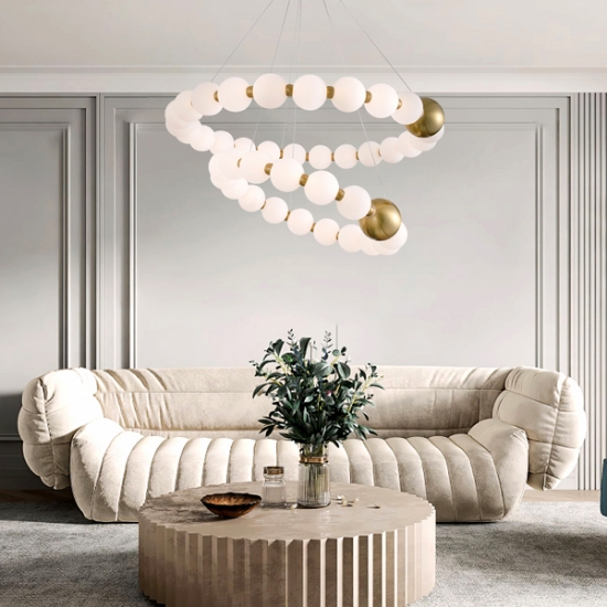 Imagine Lumină suspendată din aluminiu-metal-acril LED 40W 2730Lm 3000K Ø720X1275mm bronz-alb Arte Illumina Trea