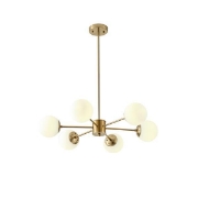Imagine Lumină suspendată metal-sticlă 6 lumini 6x27 max 6x15W Ø720x730mm alb-bronz Arte Illumina Orba