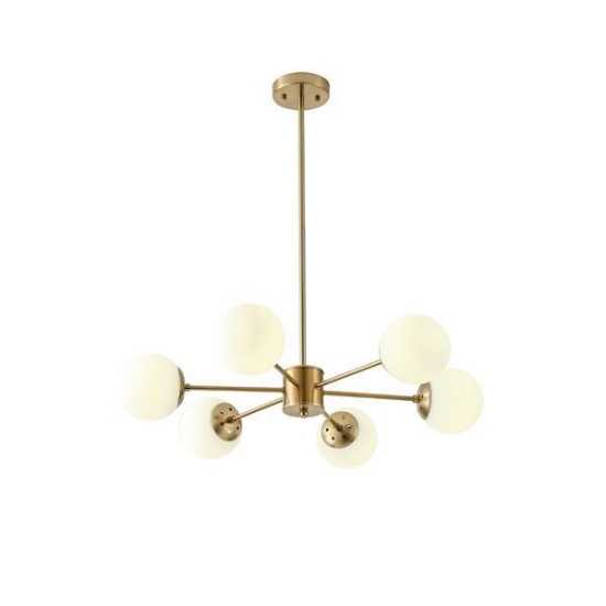 Imagine Lumină suspendată metal-sticlă 6 lumini 6x27 max 6x15W Ø720x730mm alb-bronz Arte Illumina Orba
