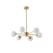 Imagine Lumină suspendată metal-sticlă 6 lumini 6x27 max 6x15W Ø720x730mm alb-bronz Arte Illumina Orba