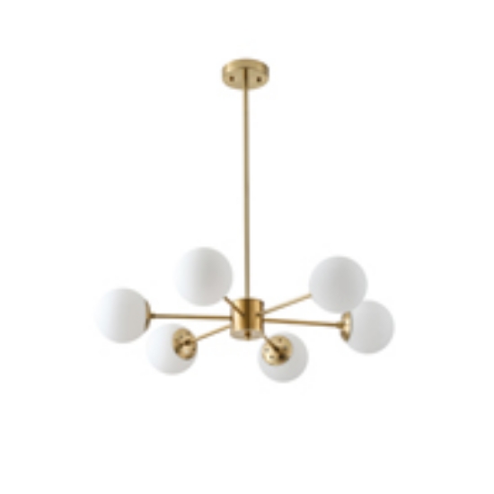 Imagine Lumină suspendată metal-sticlă 6 lumini 6x27 max 6x15W Ø720x730mm alb-bronz Arte Illumina Orba