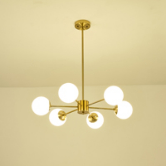 Imagine Lumină suspendată metal-sticlă 6 lumini 6x27 max 6x15W Ø720x730mm alb-bronz Arte Illumina Orba