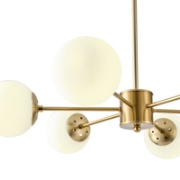 Imagine Lumină suspendată metal-sticlă 6 lumini 6x27 max 6x15W Ø720x730mm alb-bronz Arte Illumina Orba