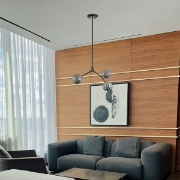 Imagine Lumină suspendată metal-sticlă 3 lumini 3xG9 Max 3x7W 560x350x900mm negru-gri Arte Illumina Atom
