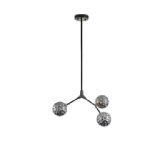 Imagine Lumină suspendată metal-sticlă 3 lumini 3xG9 Max 3x7W 560x350x900mm negru-gri Arte Illumina Atom