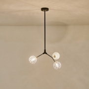 Imagine Lumină suspendată metal-sticlă 3 lumini 3xG9 Max 3x7W 560x350x900mm negru-gri Arte Illumina Atom