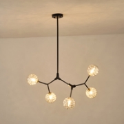 Imagine Lustră metal-sticlă 5 lumini 5xG9 max 5x7W 800x500x900mm negru-gri Arte Illumina Atom