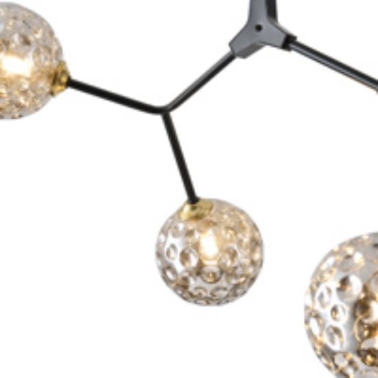 Imagine Lustră metal-sticlă 5 lumini 5xG9 max 5x7W 800x500x900mm negru-gri Arte Illumina Atom