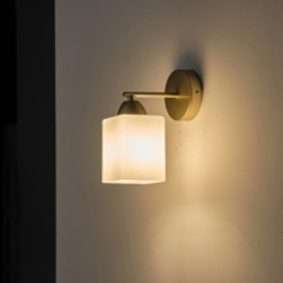 Imagine Aplica de perete metal-sticlă cu un singur bec 1×E27 max 15W 180X100X210mm aurie sampanie Madisson