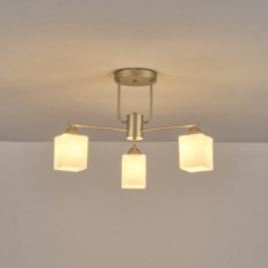 Imagine Lustră metal-sticlă 3 lumini 3xE27 Max 15W 590x380mm aurie sampanie Arte Illumina Madisson