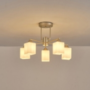 Imagine Lumină suspendată metal-sticlă 5 lumini 5xE27 Max 15W 590x380mm aurie sampanie Arte Illumina Madisson