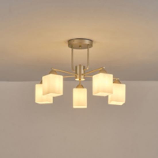 Imagine Lumină suspendată metal-sticlă 5 lumini 5xE27 Max 15W 590x380mm aurie sampanie Arte Illumina Madisson