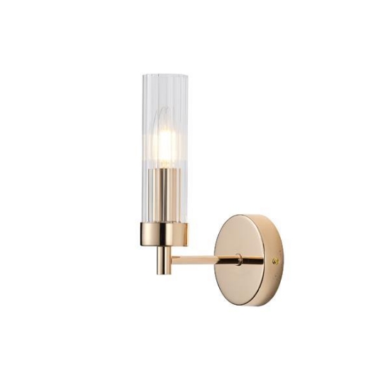 Imagine Aplica de perete metal-sticlă cu un singur bec 1XE14 max 8W 155X100X245mm aurie roz Arte Illumina Viny