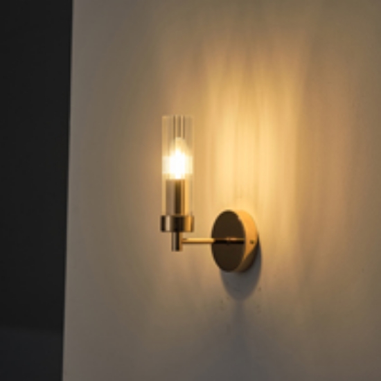 Imagine Aplica de perete metal-sticlă cu un singur bec 1XE14 max 8W 155X100X245mm aurie roz Arte Illumina Viny