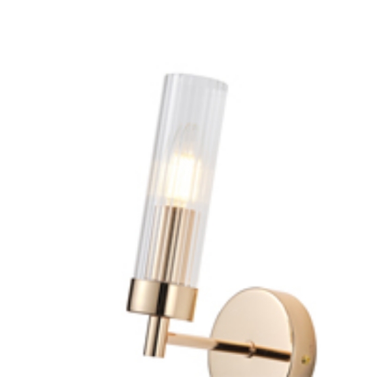 Imagine Aplica de perete metal-sticlă cu un singur bec 1XE14 max 8W 155X100X245mm aurie roz Arte Illumina Viny