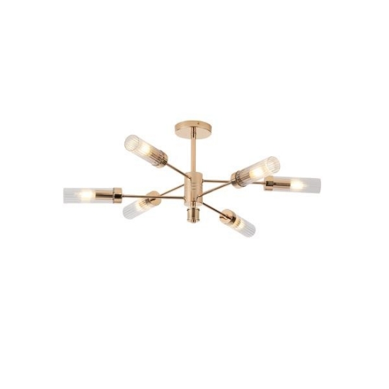 Imagine Lustră metal-sticlă 6 lumini 6XE14 max 8W 830X330mm aurie roz Arte Illumina VINY